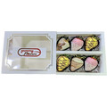 6pcs White Marble with Pink & Gold Chocolate Strawberries Gift Box